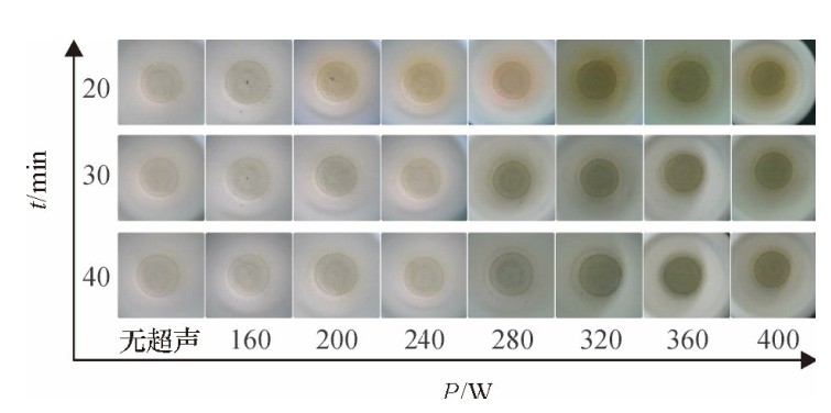 圖5不同密閉消解時(shí)間、不同超聲功率的消解效果